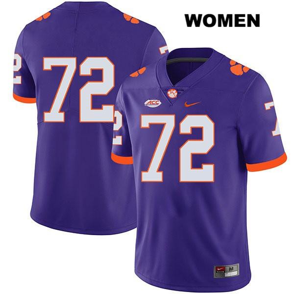 Women's Clemson Tigers #72 Blake Vinson Stitched Purple Legend Authentic Nike No Name NCAA College Football Jersey LEC7746GR